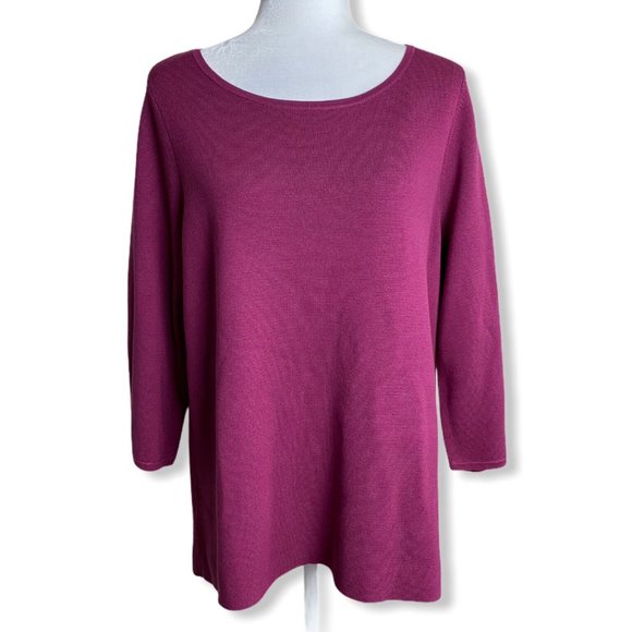 Eileen Fisher Silk & Organic Cotton Sweater in Mum - Picture 2 of 13